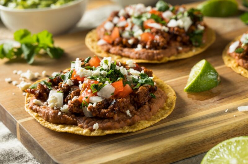 Breakfast Tostada [w/ground turkey & hummus] {gluten-free}