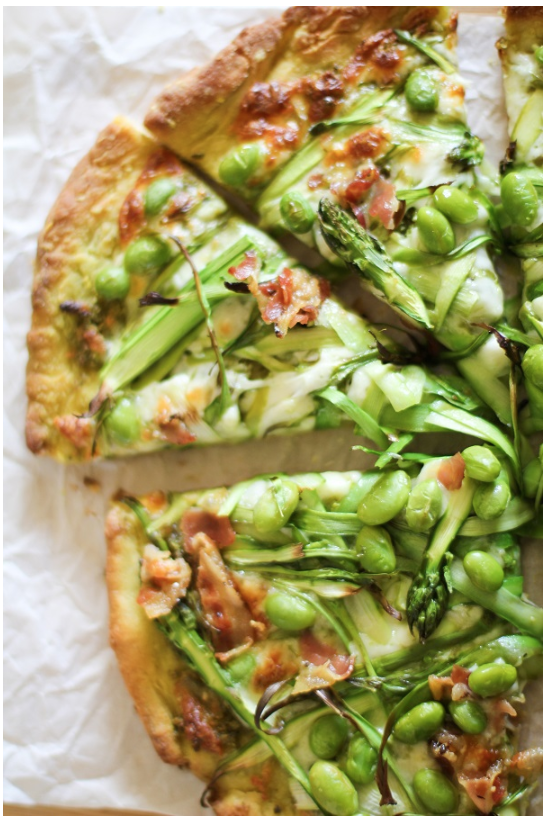 Asparagus and Pancetta Pesto Pizza