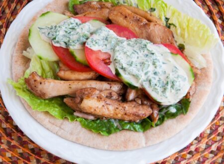 Chicken Shawarma with Garlic Herb Tahini Sauce