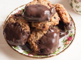 Chocolate Dipped Tahini Cookies