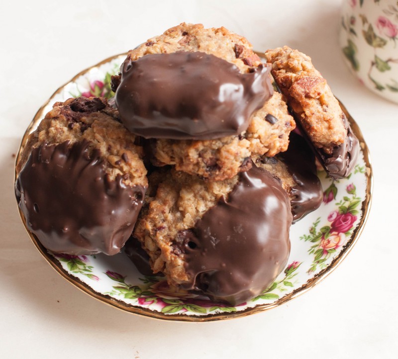 Chocolate Dipped Tahini Cookies