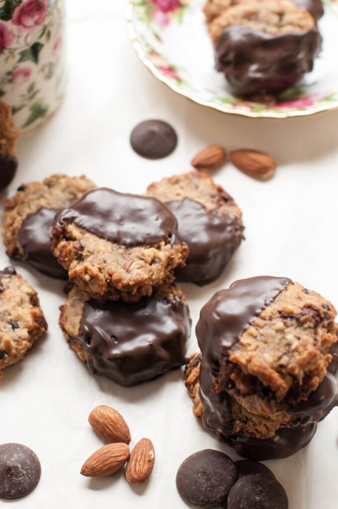 Chocolate Dipped Tahini Cookies