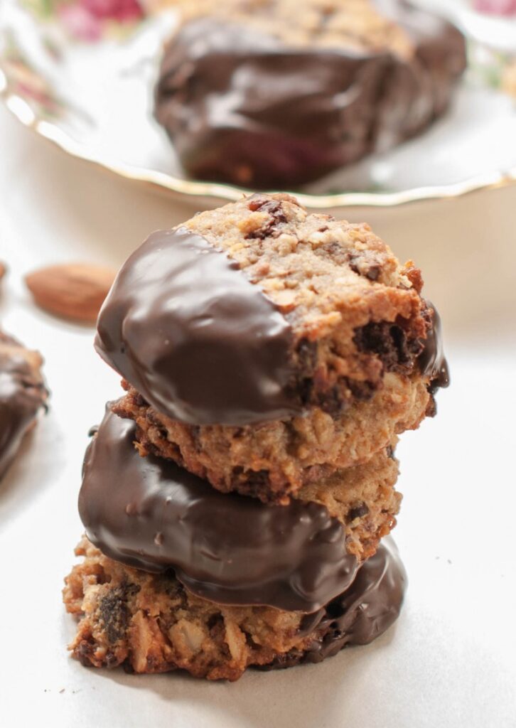 Chocolate Dipped Tahini Cookies