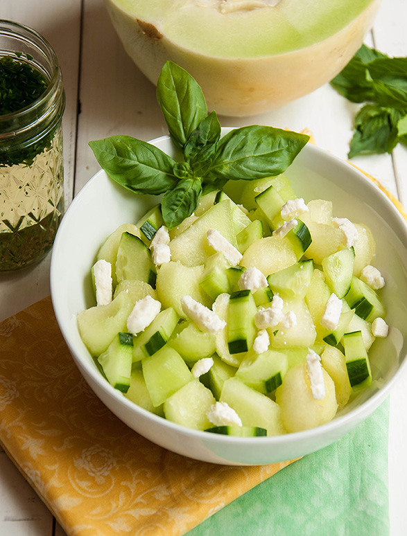 Cucumber Honeydew Feta Salad