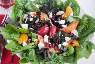 Purple Kale Salad with Pomegranate Vinaigrette