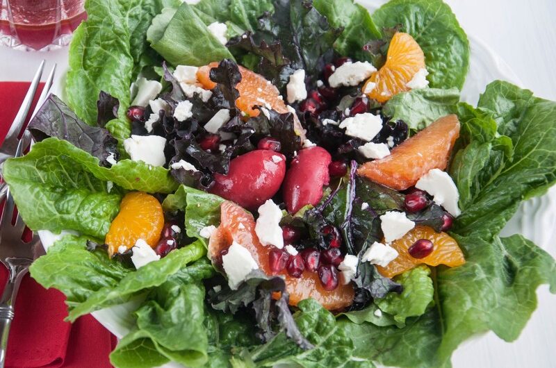 Purple Kale Salad with Pomegranate Vinaigrette