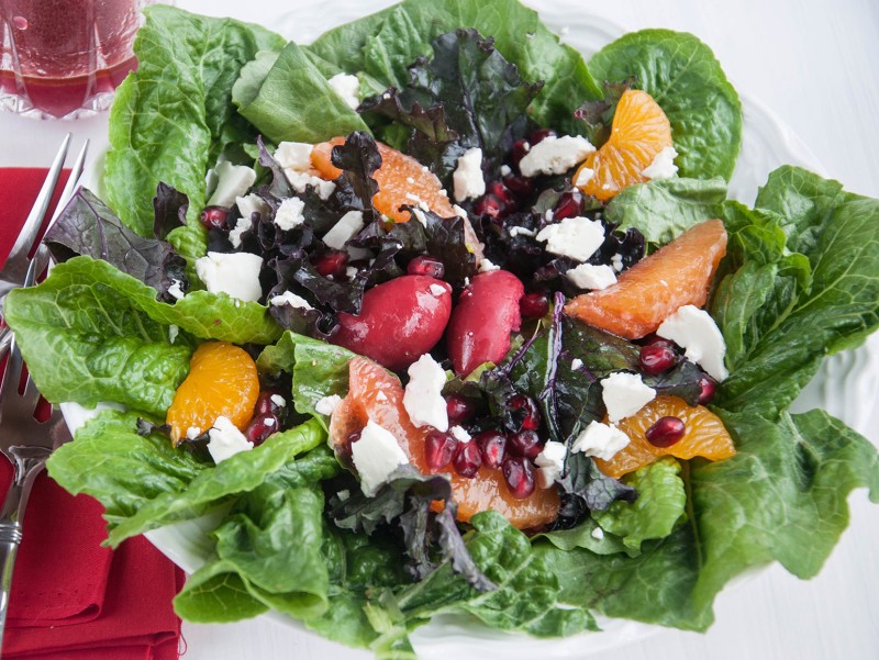 Purple Kale Salad with Pomegranate Vinaigrette