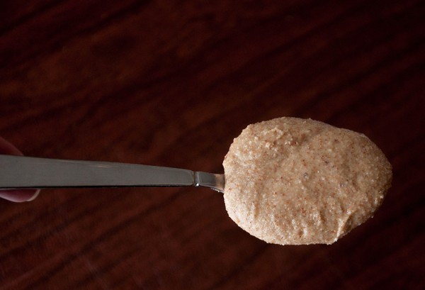 almond butter in spoon
